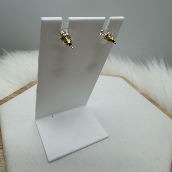 Green Heart w/ Rhinestones Dangle Earrings - Picture 4 of 5